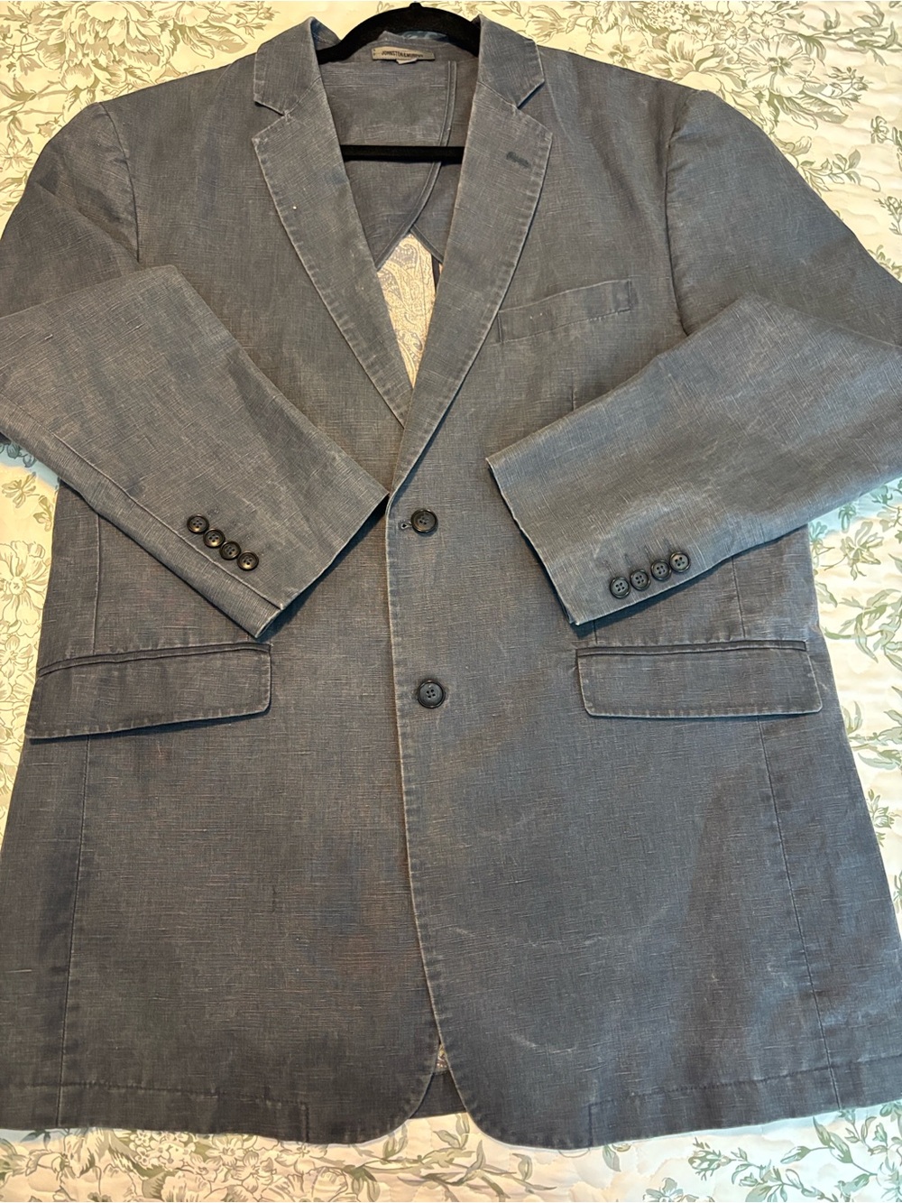 Johnston & Murphy Men's Slate Blue Linen/Cotton Blend Textured Jacket